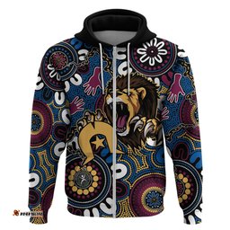 custom lions football naidoc week 2024 hoodie fire burning aboriginal dots art