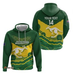custom australia hockeyroos hoodie aussie kangaroo indigenous art