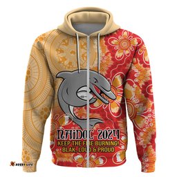 personalised dolphins naidoc week 2024 hoodie aboriginal fire burning sparks