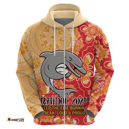 personalised dolphins naidoc week 2024 hoodie aboriginal fire burning sparks