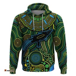 aboriginal green crocodine abstract art pattern hoodie ts04