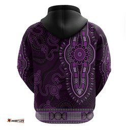 purple african dashiki with australia aboriginal art hoodie