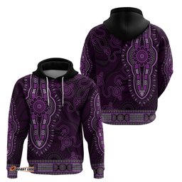 purple african dashiki with australia aboriginal art hoodie