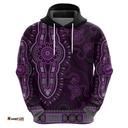 purple african dashiki with australia aboriginal art hoodie