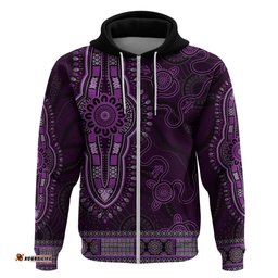 purple african dashiki with australia aboriginal art hoodie