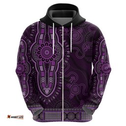 purple african dashiki with australia aboriginal art hoodie