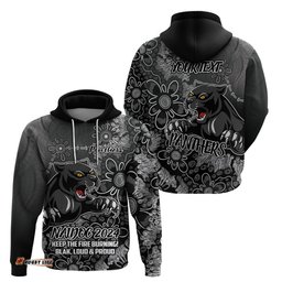 personalised panthers naidoc week 2024 hoodie aboriginal fire burning sparks