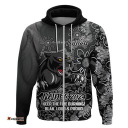 personalised panthers naidoc week 2024 hoodie aboriginal fire burning sparks