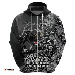 personalised panthers naidoc week 2024 hoodie aboriginal fire burning sparks