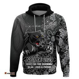 personalised panthers naidoc week 2024 hoodie aboriginal fire burning sparks