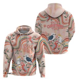 australia hippie christmas hoodie cockatoo kookaburra with wattle pink peach style
