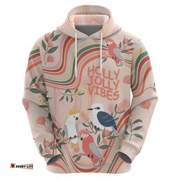 australia hippie christmas hoodie cockatoo kookaburra with wattle pink peach style
