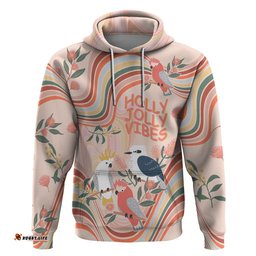 australia hippie christmas hoodie cockatoo kookaburra with wattle pink peach style