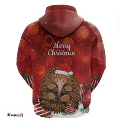 australia christmas in july hoodie echidna santa claus