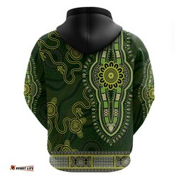 lime green african dashiki with australia aboriginal art hoodie
