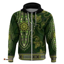 lime green african dashiki with australia aboriginal art hoodie