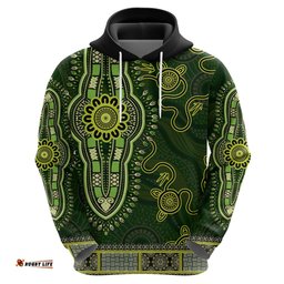lime green african dashiki with australia aboriginal art hoodie