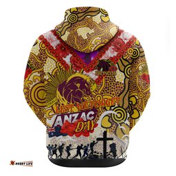 personalised broncos anzac day hoodie aboriginal rising sun dt02