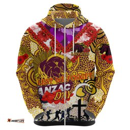 personalised broncos anzac day hoodie aboriginal rising sun dt02