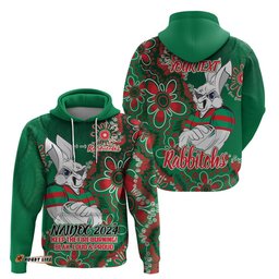 personalised rabbitohs naidoc week 2024 hoodie aboriginal fire burning sparks