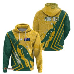 personalised australia socceroos indigenous hoodie green & gold