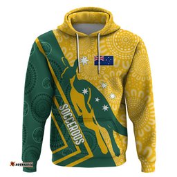 personalised australia socceroos indigenous hoodie green & gold