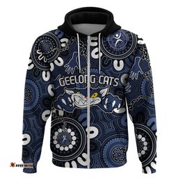 custom geelong cats naidoc week 2024 hoodie fire burning aboriginal dots art