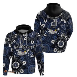 custom geelong cats naidoc week 2024 hoodie fire burning aboriginal dots art