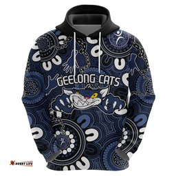 custom geelong cats naidoc week 2024 hoodie fire burning aboriginal dots art