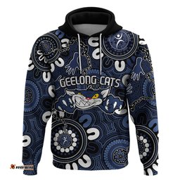 custom geelong cats naidoc week 2024 hoodie fire burning aboriginal dots art