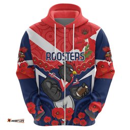 custom roosters rugby anzac hoodie sydney gallipoli soldier with aboriginal art