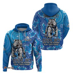 personalised bulldogs naidoc week 2024 hoodie aboriginal fire burning sparks