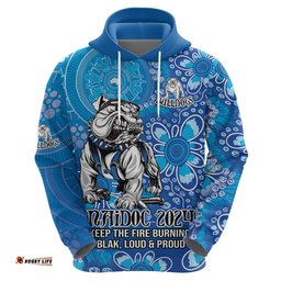 personalised bulldogs naidoc week 2024 hoodie aboriginal fire burning sparks
