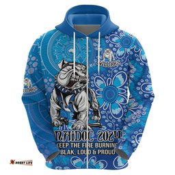 personalised bulldogs naidoc week 2024 hoodie aboriginal fire burning sparks