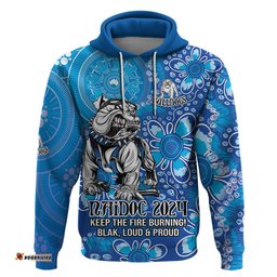 personalised bulldogs naidoc week 2024 hoodie aboriginal fire burning sparks