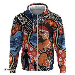 dad and son footprint fathers day personalised hoodie australian aboriginal art