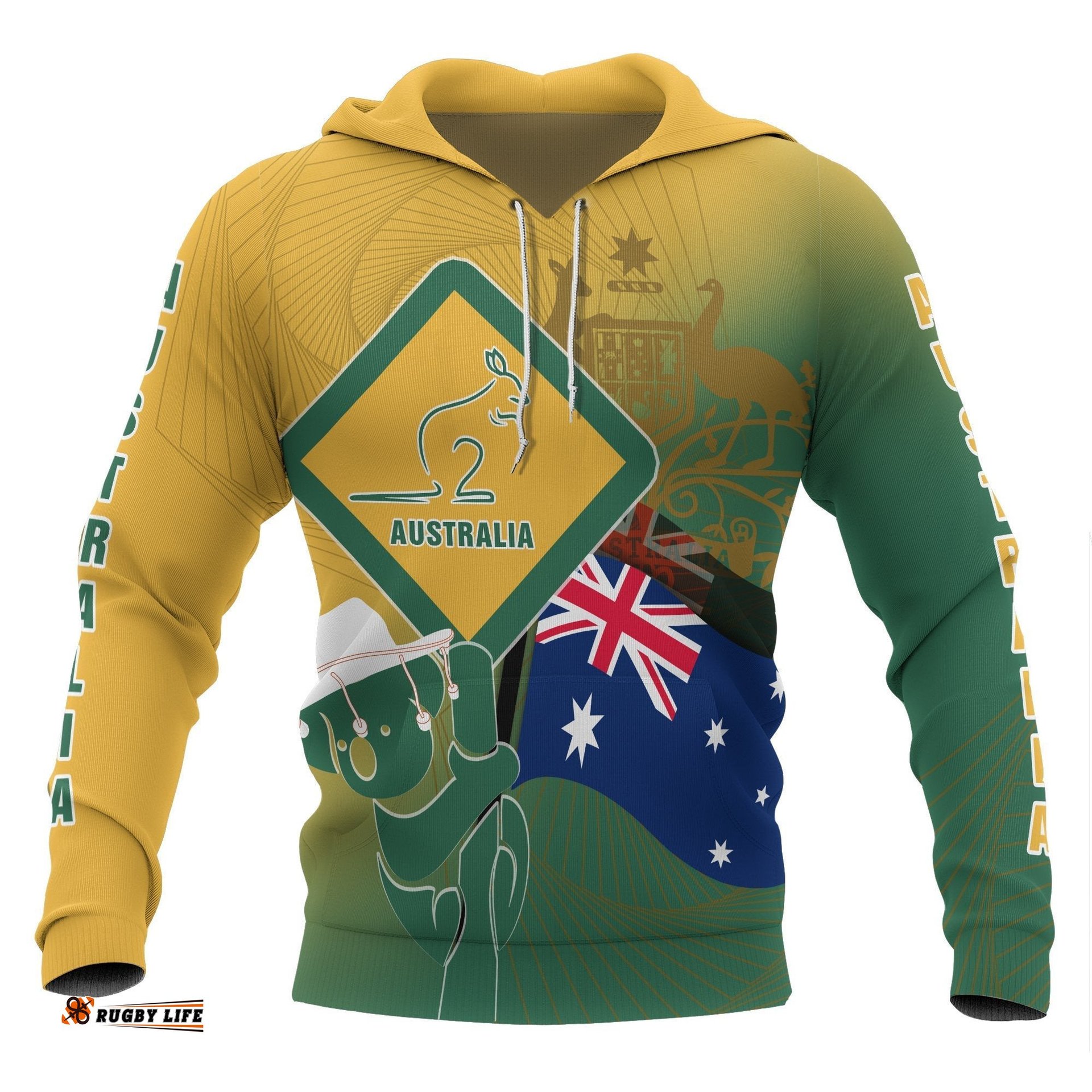 Hoodie Aus Flag and Coat Of Arms Hoodie Kangaroo and Koala Sign