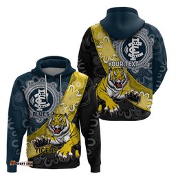 personalised richmond and carlton football hoodie tigers bluestogether aboriginal art