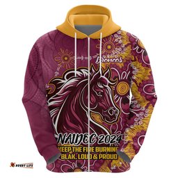 personalised broncos naidoc week 2024 hoodie aboriginal fire burning sparks