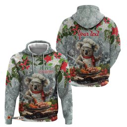 personalised koala chef christmas in july hoodie