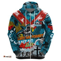 personalised sharks anzac day hoodie aboriginal rising sun dt02