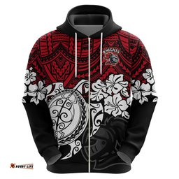 custom knights rugby hoodie novocastrians hibiscus and turtle with polynesian pattern