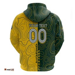 personalised matildas mascot hoodie australia football topographic dt02