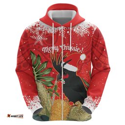 personalised palm cockatoo australia christmas hoodie merry chrissie banksia flowers