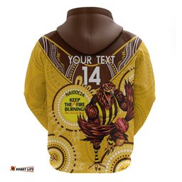 custom afl hawkthorn naidoc week hoodie keep the fire burning indigenous art