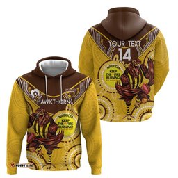 custom afl hawkthorn naidoc week hoodie keep the fire burning indigenous art
