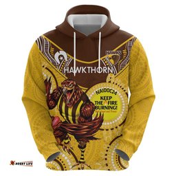 custom afl hawkthorn naidoc week hoodie keep the fire burning indigenous art