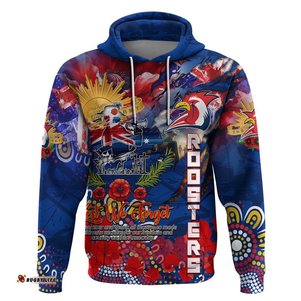 personalised australia rugby roosters anzac hoodie sydney scratch style dt02