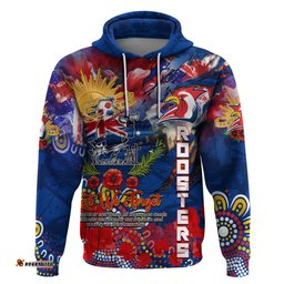 personalised australia rugby roosters anzac hoodie sydney scratch style dt02