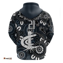 custom carlton blues naidoc week 2024 hoodie fire burning aboriginal dots art
